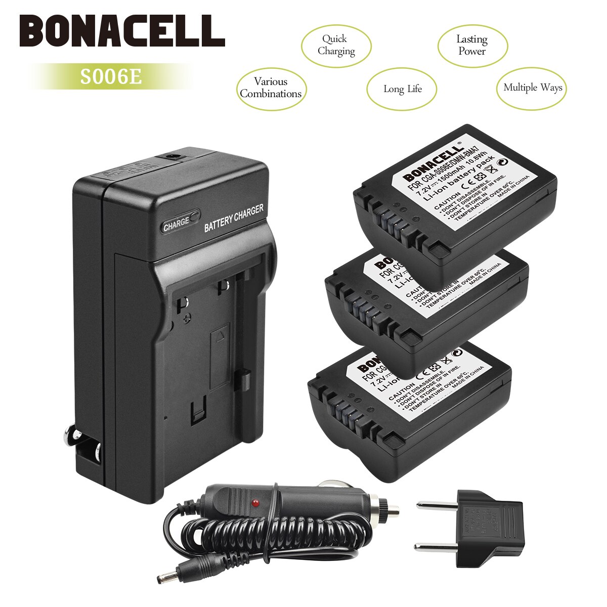Bonacell 1500 Mah CGA-S006 Cgr Cga S006E S006A S006 DMW-BMA7 Camera Batterij + Lader Voor Panasonic Dmc FZ7 FZ8 FZ18 FZ28 FZ50 L50