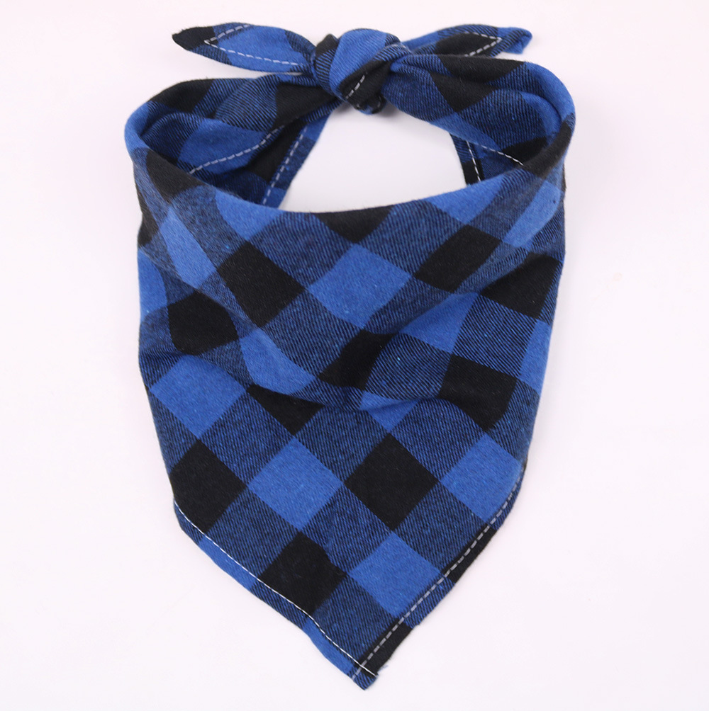 Clássico vermelho preto xadrez cão de estimação bandana gato filhote de cachorro lenço acessórios para cães de estimação lenço cachecol cão saliva toalha: S / Azul