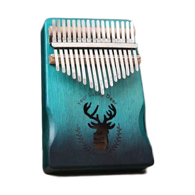 Kalimba Daumen Klavier 17 Schlüssel Mahagoni Finger Klavier Hinweis Geschnitzt mit Lernen Anweisung und Melodie Hammer Hirsch aufbringen Holz Farbe: Grün 1