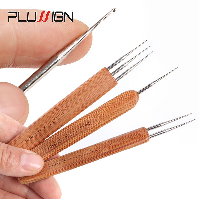 (1 gancho, 2 ganchos, 3 ganchos), 3 unids/lote, herramientas de rastas de ganchillo de 0,5 Mm y 0,75 Mm de tamaño, aguja de ganchillo de madera para trenzas de pelo