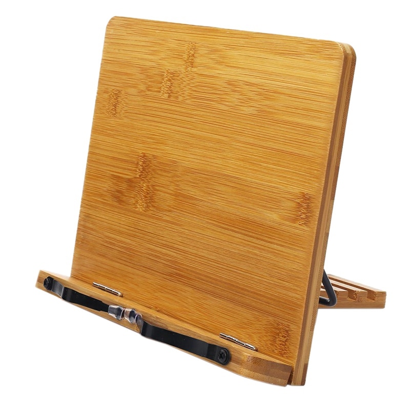 Bamboo Book Stand Adjustable Book Holder Tray -Cookbook Reading Desk Portable Sturdy Lightweight Bookstand-Textbooks Bookstands-: Default Title