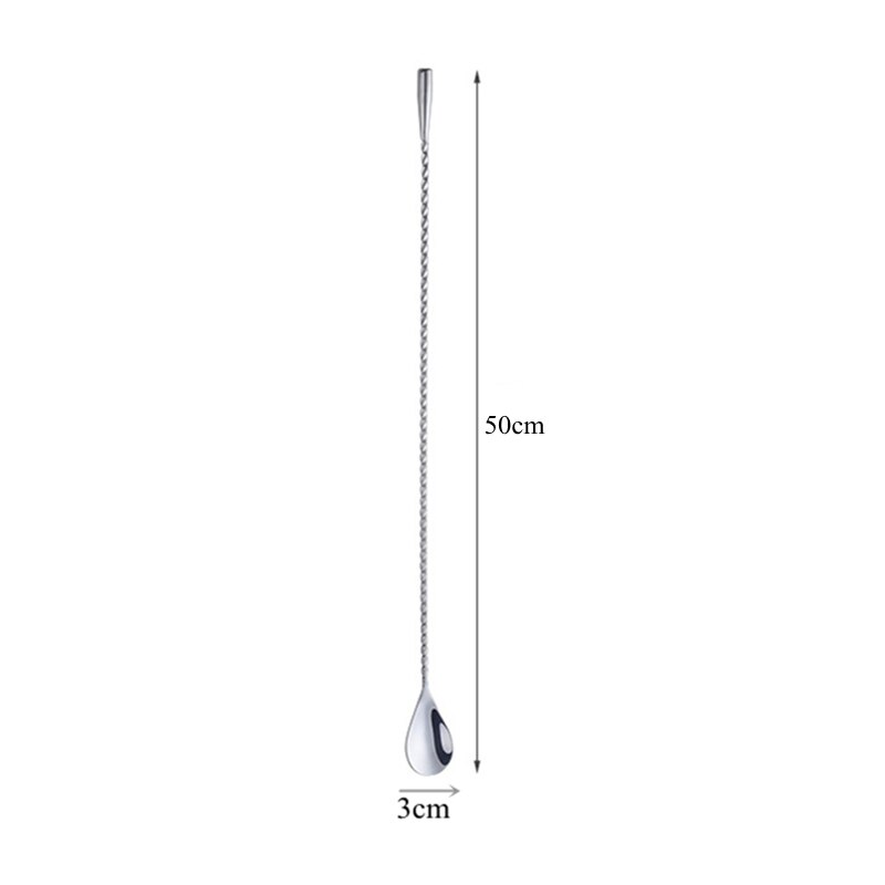 Cuillère à Cocktail à poignée en spirale de 30/40/50cm de Long, agitateur à boisson, tige de mélange de Whisky, outils de barman, ustensiles de Bar de cuisine: 50cm Silver