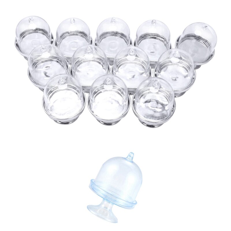 24 pièces Mini présentoir à gâteaux boîte de Cupcake boîte de bonbons en plastique de fête de mariage, 12 pièces bleu et 12 pièces argent