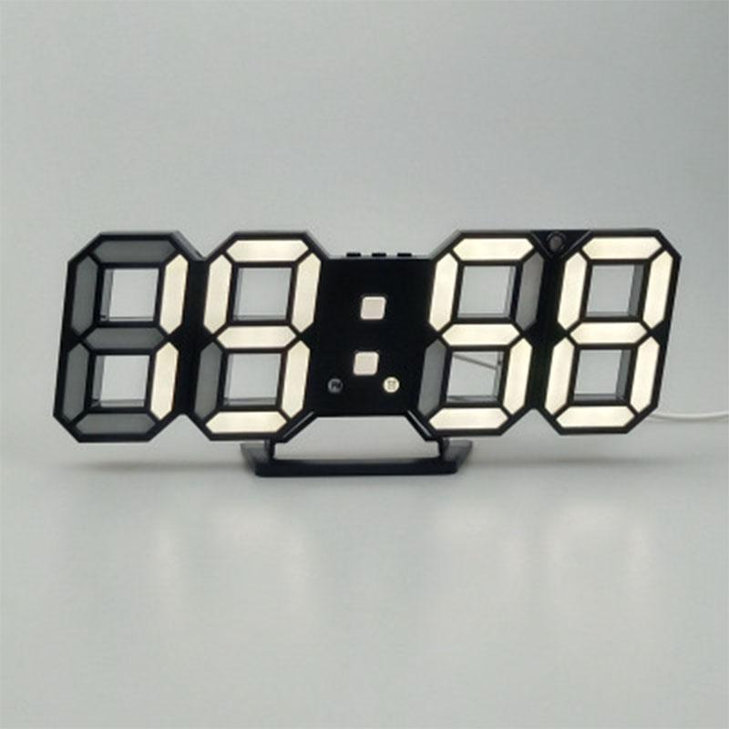 Digitalt vægur 3d led display vækkeure køkken kontorbord desktop vægur moderne 24 or 12 timers display: D