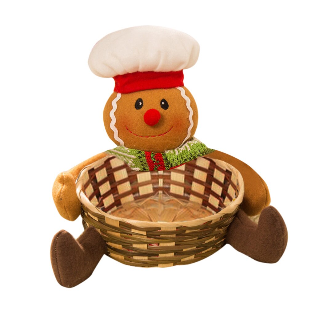 Merry Christmas Candy Wicker Basket Christmas Decorations Elk Snowman Santa Claus Fruit Basket Food Holder Home Decor #30: A