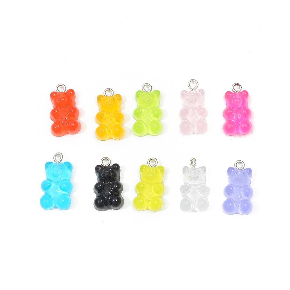 Heißer 8/10 stücke Süssigkeit Bär Nette Harz Reize DIY Patch Erkenntnisse Gummy Ohrringe Keychain Halskette Anhänger Schmuck Dekor Zubehör: Single Haken 10Stck