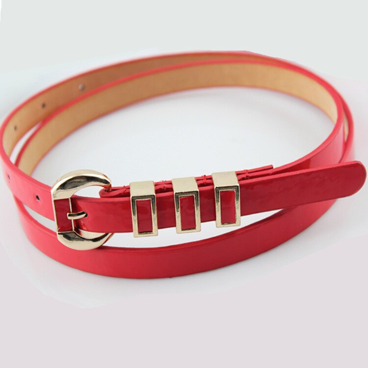 ¡Novedad de ! Cinturón fino Delgado Color caramelo Rojo Negro amarillo marrón cinturón estrecho femenino correas de cuero de PU para vestidos de mujer
