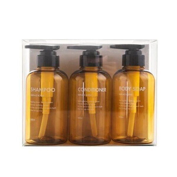 Oyourlife 3 stk / sæt 500ml sæbedispenser i nordisk stil badeværelse shampoo shower gel dispenser pumpe håndrensningsflaske: Brun