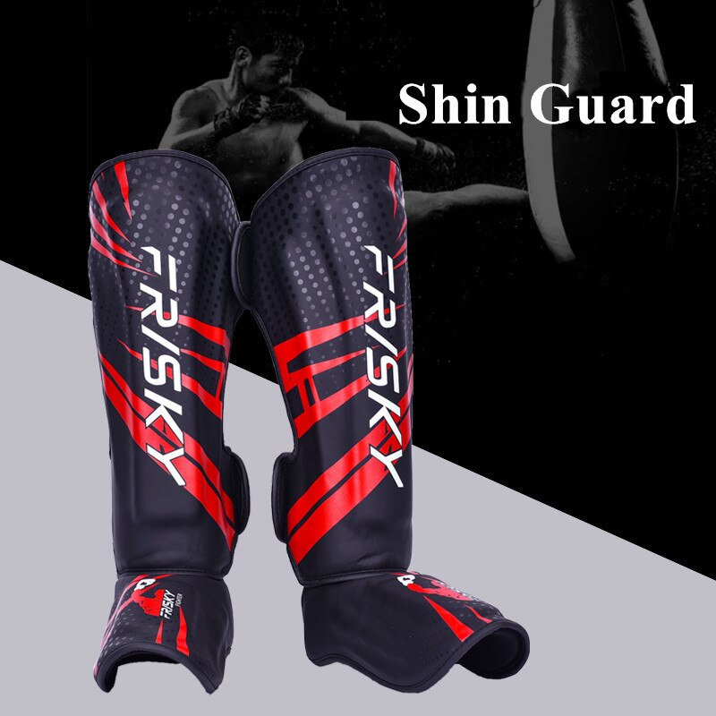 Boxing Taekwondo Shin Guards MMA Leg guards Instep Pads PU Leather Kicking Muay Thai Sanda Training Ankle Support Leg