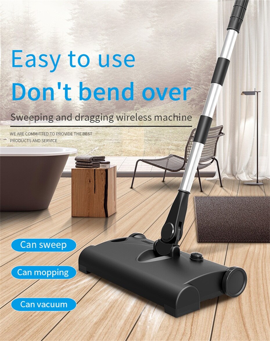 Balai électrique sans fil aspirateur maison intelligente électrique balayeuse 2 en 1 Handpush sec humide balayeuse vadrouille USB charge