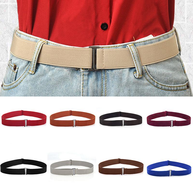 No Show-cinturón elástico Invisible para mujer, correa elástica con hebilla plana para pantalones vaqueros, banda elástica delgada,