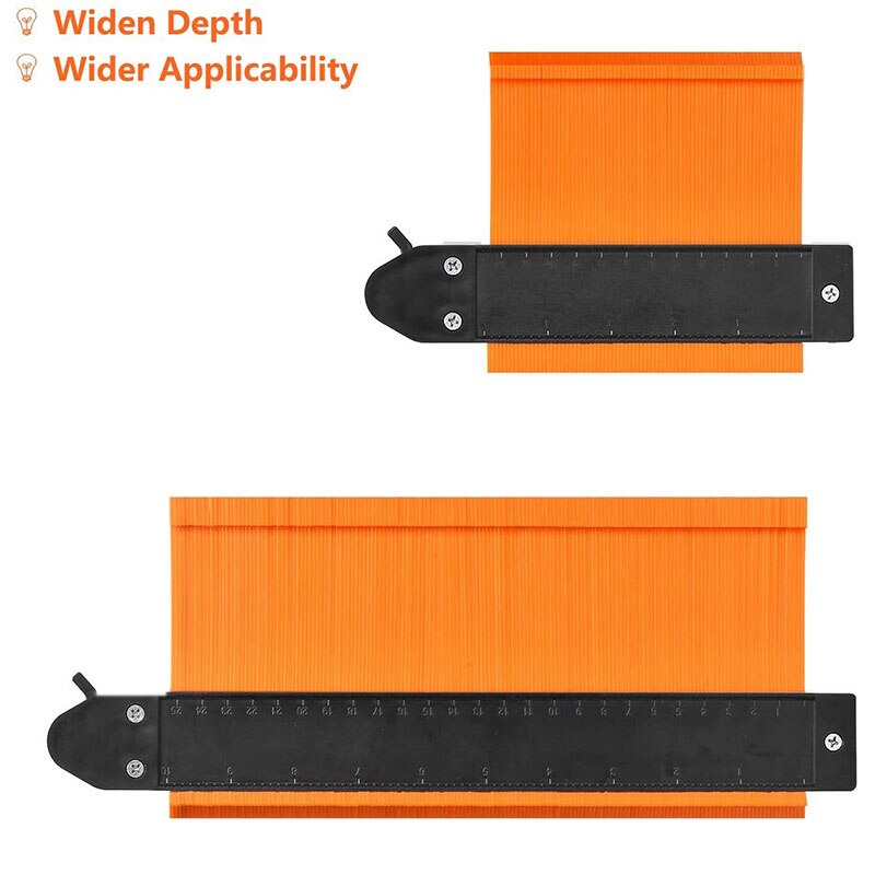 2 Pieces of Total Outline Measurement Plastic Ruler, Engraver with Lock, Engraver Tool, One 10 Inch, One 5 Inch, Orange