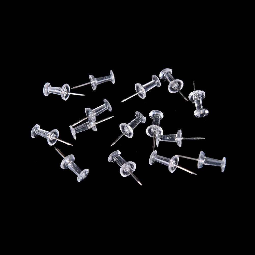 40pcs/set Clear Transparent Plastic Tacks Push Pins Assorted Making Thumb Tacks Cork Board Office School Stationery Supplies