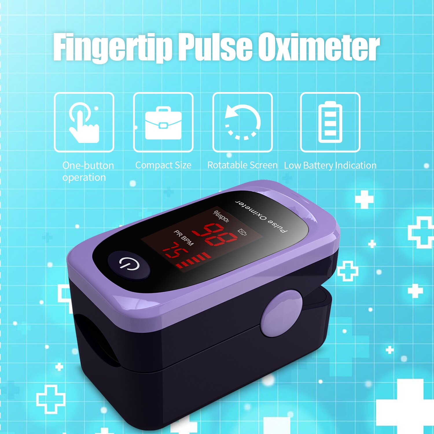 Digital Fingertip Pulse Oximeter LED Display Blood Oxygen Sensor Saturation SpO2 Monitor Measurement Meter with Beep Sound