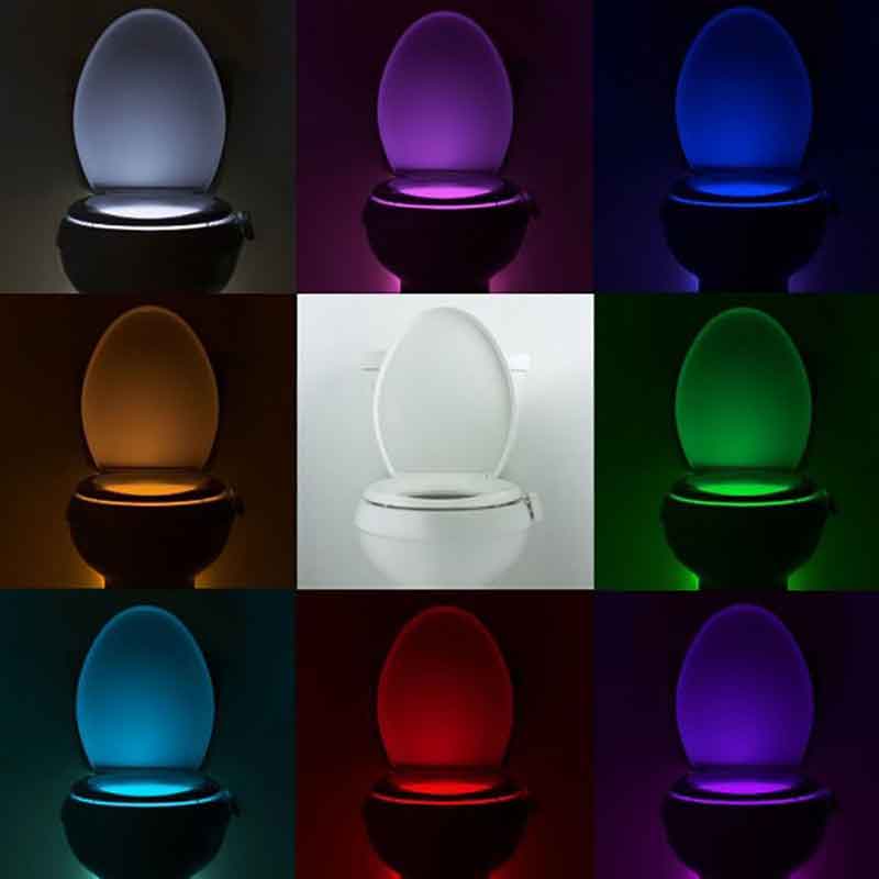 Toilet lys wc førte natlys smart menneskelig bevægelsessensor baggrundsbelysning til toiletskål badeværelse 8 farve veilleuse til børn barn
