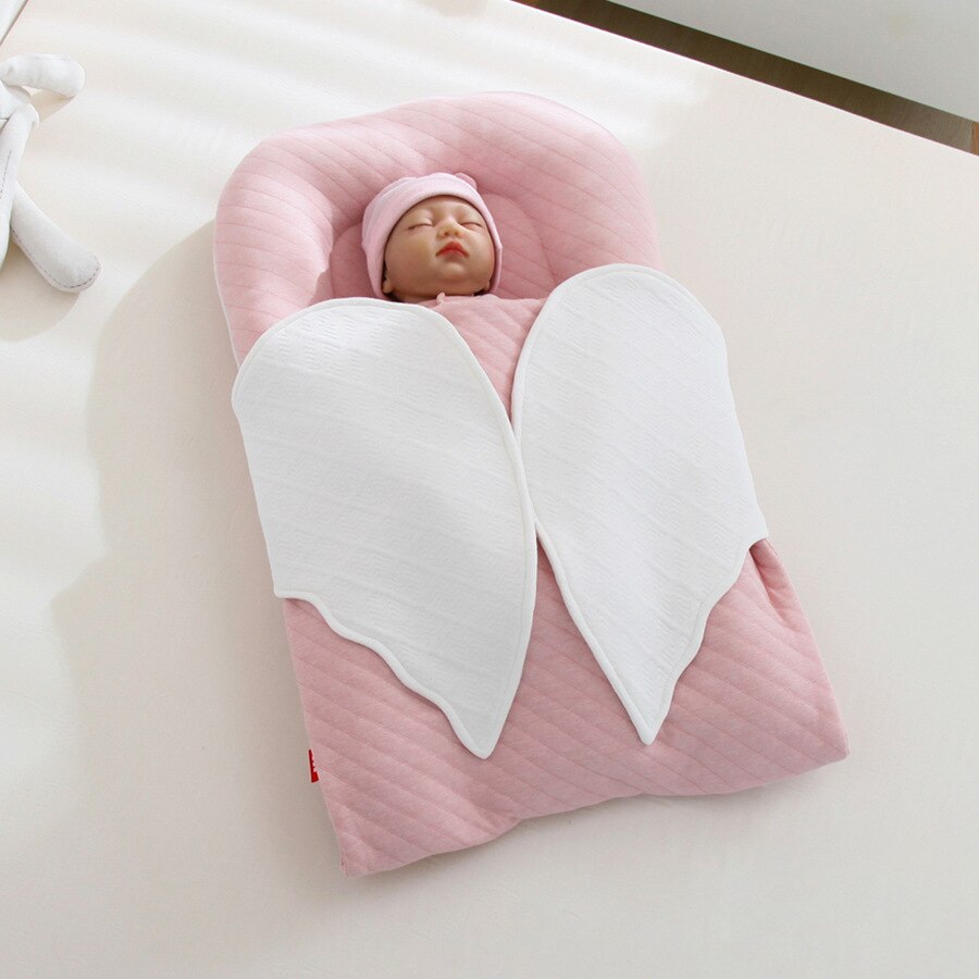 43x115cm mãe portátil abraço swaddle envolto berço para meninas meninos berços do bebê com anjo balanço cobertor cama: Pink Strip