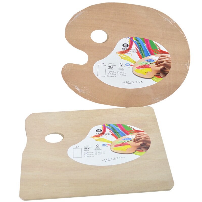 Wood Painting Palette Square / Round Wood Light Acrylic Gouache Palette 20 * 30cm