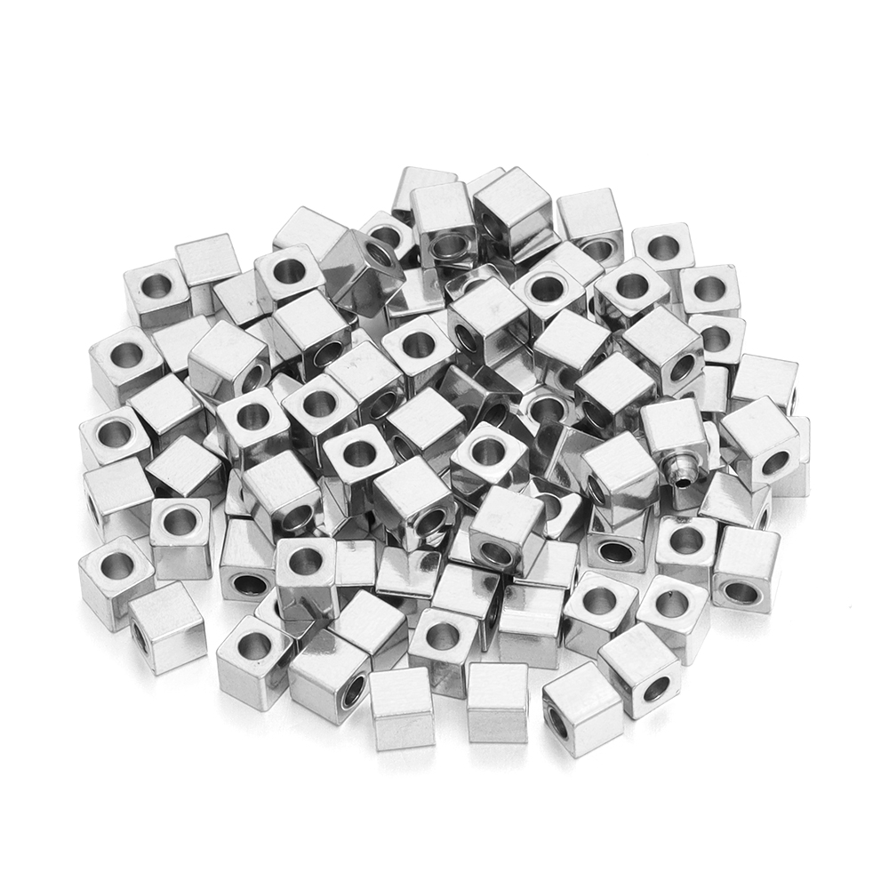 50pcs 2.5/3/4/5/6mm Stainless Steel Square Bead Cube Spacer Loose Beads for DIY Necklace Bracelet Jewelry Making Accessories: black / 6mm