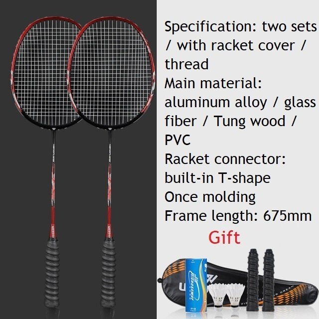 A pair Badminton Rackets Set Ultra light Double Badminton Racquet Titanium Alloy Lightest Playing Badminton whole