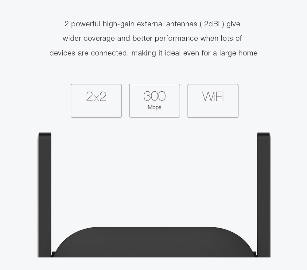 Xiaomi Pro 300M WiFi amplificateur WiFi répéteur 2.4G Wifi Signal Extender Roteador APP contrôle Wifi Extender Amplificador noir
