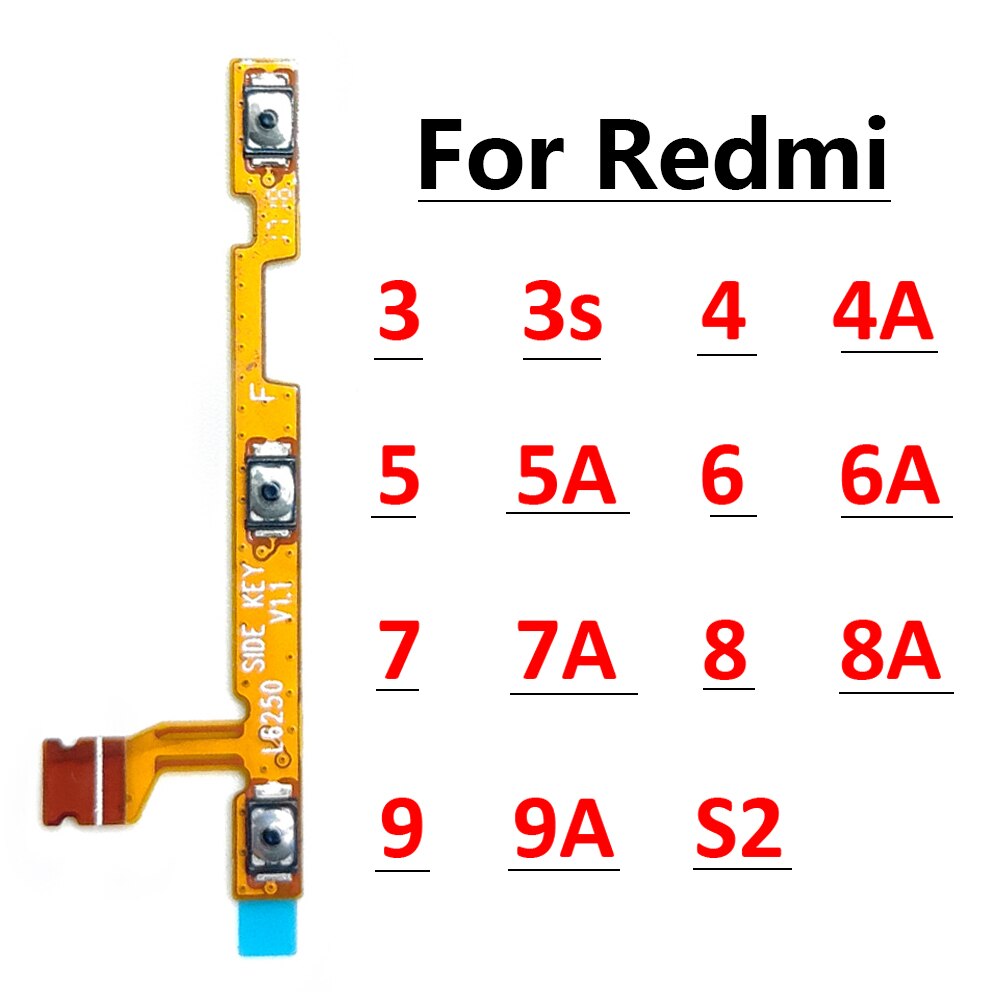 Piezas de reparación de Cable flexible para Xiaomi Redmi S2 9 9A 8 8A 7 7A 6 6A 5 5A 4 4A 4X 3 3S 4 6 Pro 5 Plus,