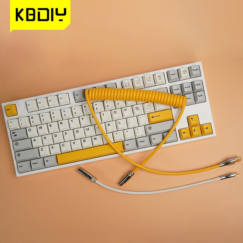 KBDiy Coiled Cable Type C Wire Mechanical Keyboard... – Grandado