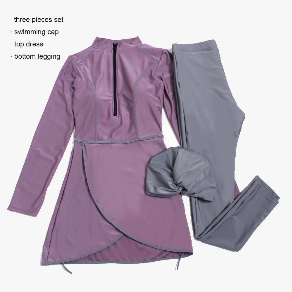 de trois pièces couleur Pure Brukini musulman maillot de bain tendance avec Hijab: S