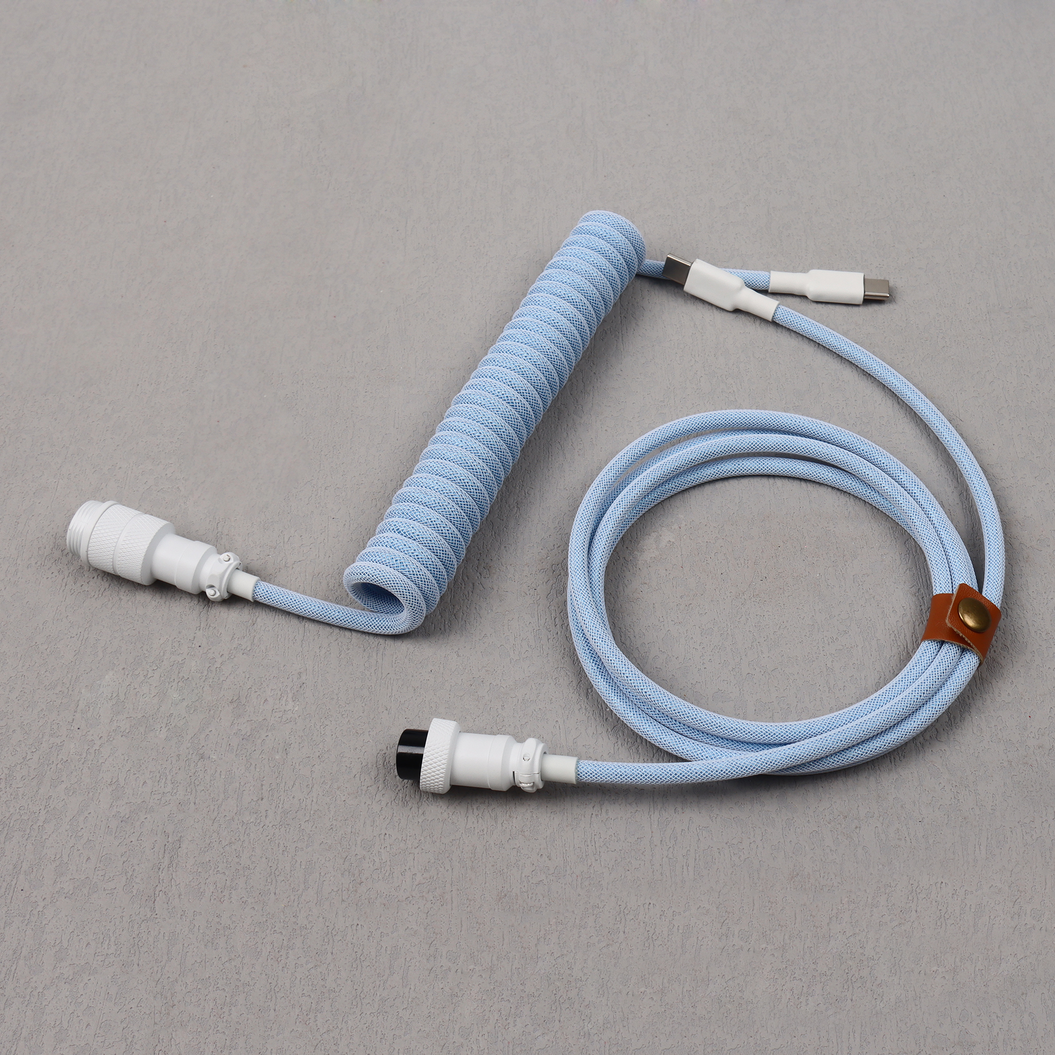 Cable en espiral estilo C a C, teclado mecánico tipo C, Cable de datos Usb C, conector de aviación para ordenador de escritorio de aviador GX16: Beige