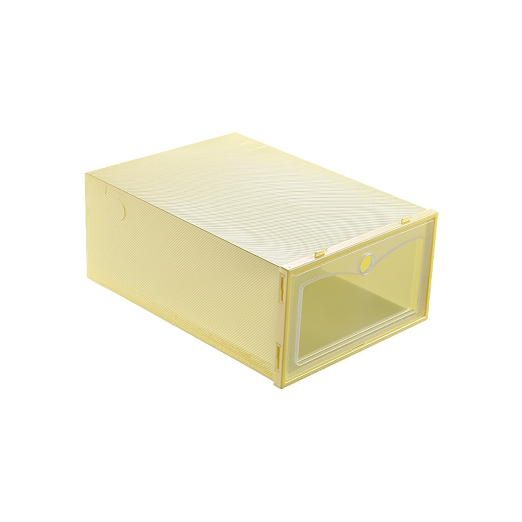 1PC Foldable Clear Shoes Storage Box Plastic Stackable Shoe Organizer Stackable Space Saving Modern Shoebox Shoes Display Case: S / Yellow