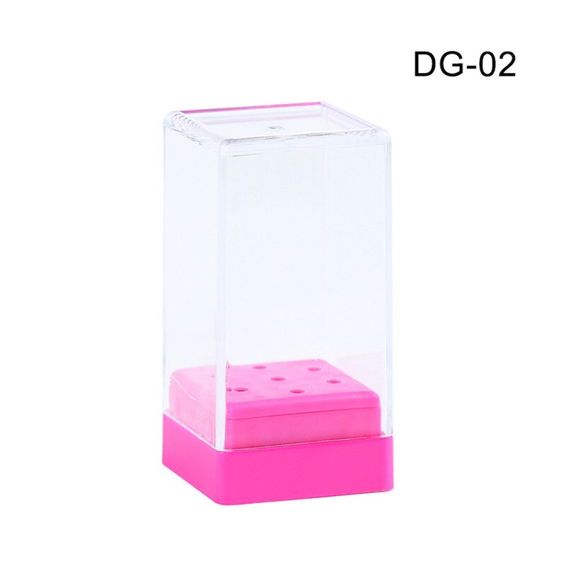Clear Plastic Nail Drill Bits Storage Box Stand Display 7/10 Holes Organizer Case Container Manicure Tool Accessory: Pink 7 Holes