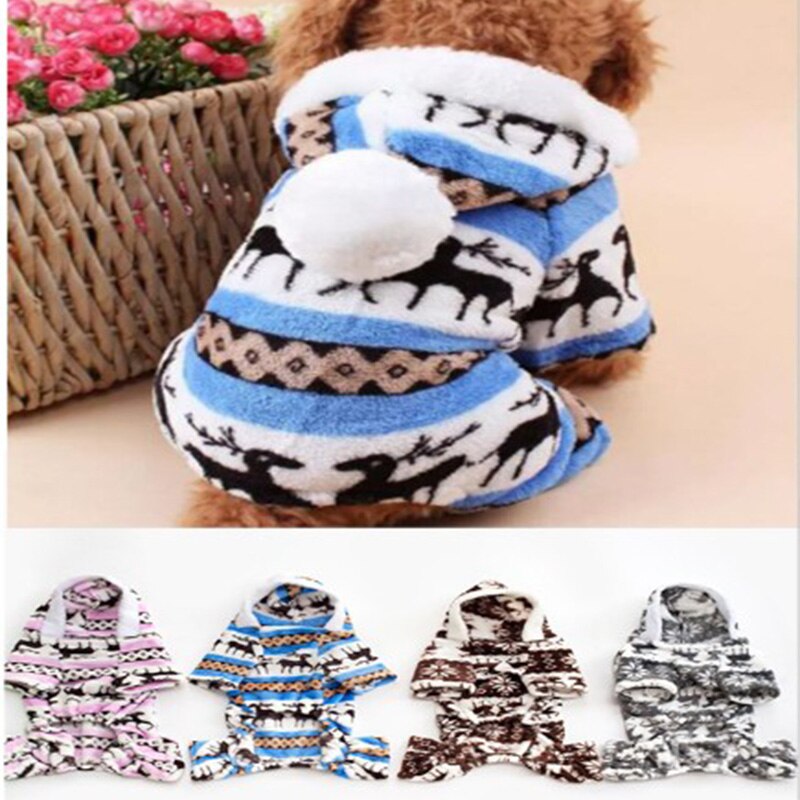 Pet Dog Warm Clothes Puppy Jumpsuit Hoodie Coat Doggy Apparel Keep Warm Dog Clothes Pet Clothes Hoodie Coral Hair