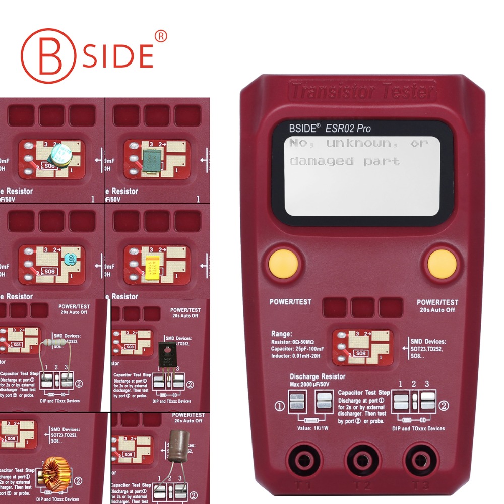 Bside Digitale Transistor ESR02 Pro Tester Smd Componenten Diode Triode Weerstand Condensator Spoel Meter Multimeter Met Pincet