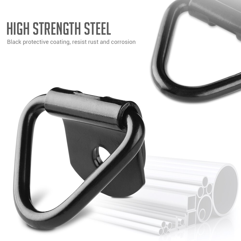 MICTUNING 6pcs 2" Diameter Black Steel for Truck Bike ATV Cargo Tie-Down Anchors with Bolting Hole V-Ring Bolt-on Trailer Anchor