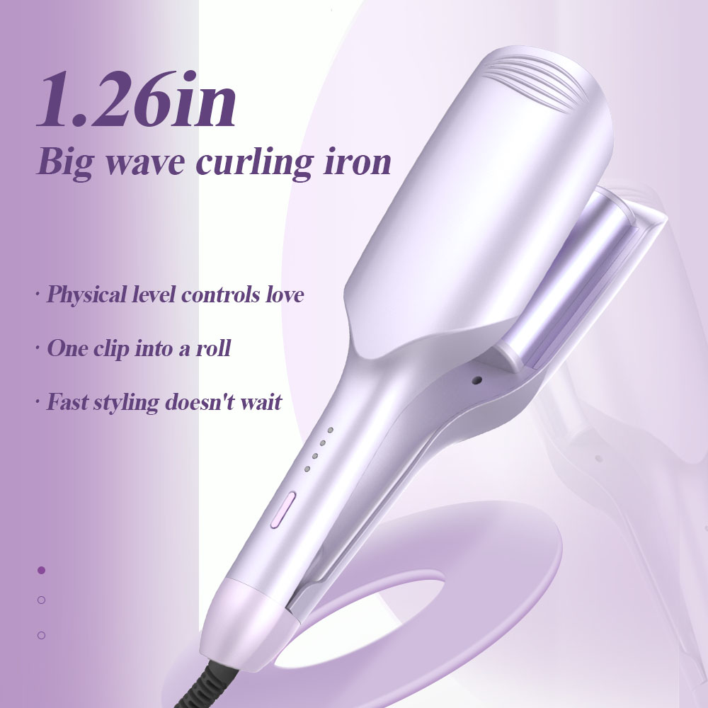Fer à friser anti-brûlure effet d'ondulation d'eau 32 mm/1,26 pouces pour boucles à grandes vagues-bâton de cheveux facile à coiffer avec 4 températures