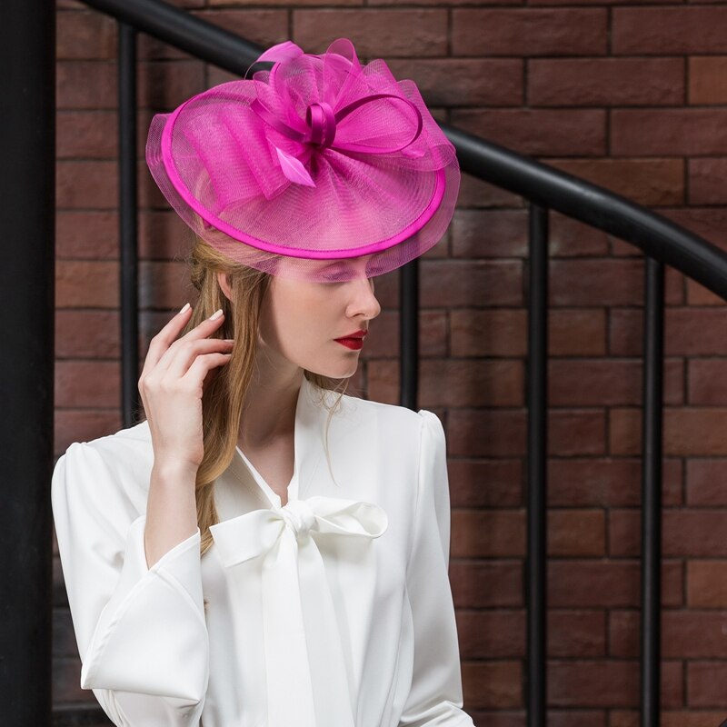 X009 Adult Fedoras Hat British Hats Royal Astcot Hats Formal Dress Ladies Billycock Fedora Hat: Rose