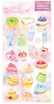 Cute Girls Style Epoxy Aesthetic Stickers Scrapbooking Material Junk Journal Photo Album Planner Diary Laptop Deco Sticker: dessert