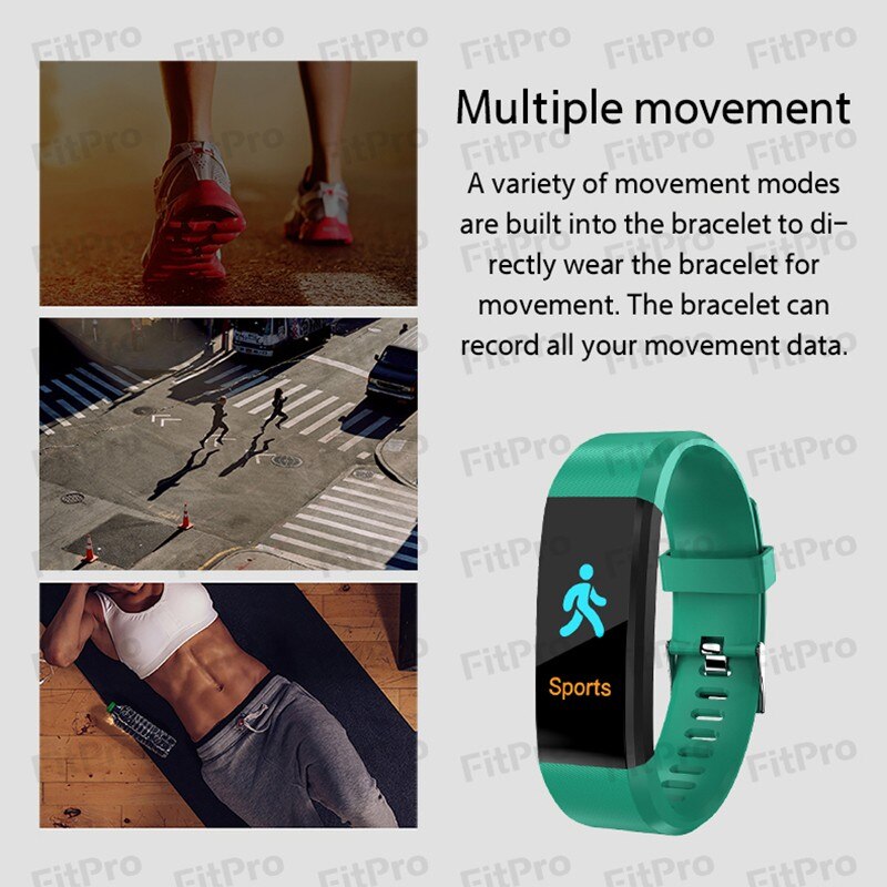 Slimme armband gps fitness activiteitstracker 1.14 "sport waterdichte bloeddrukmeter slaapmonitor slimme band polsband