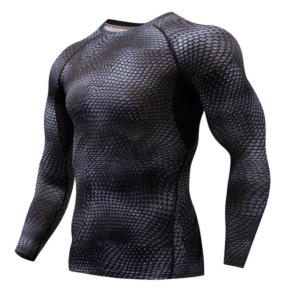 MMA-ensemble de Compression peau de serpent 3D pour hommes, pour jogging, Fitness, chemise et pantalon avec collants d'entraînement, manches longues