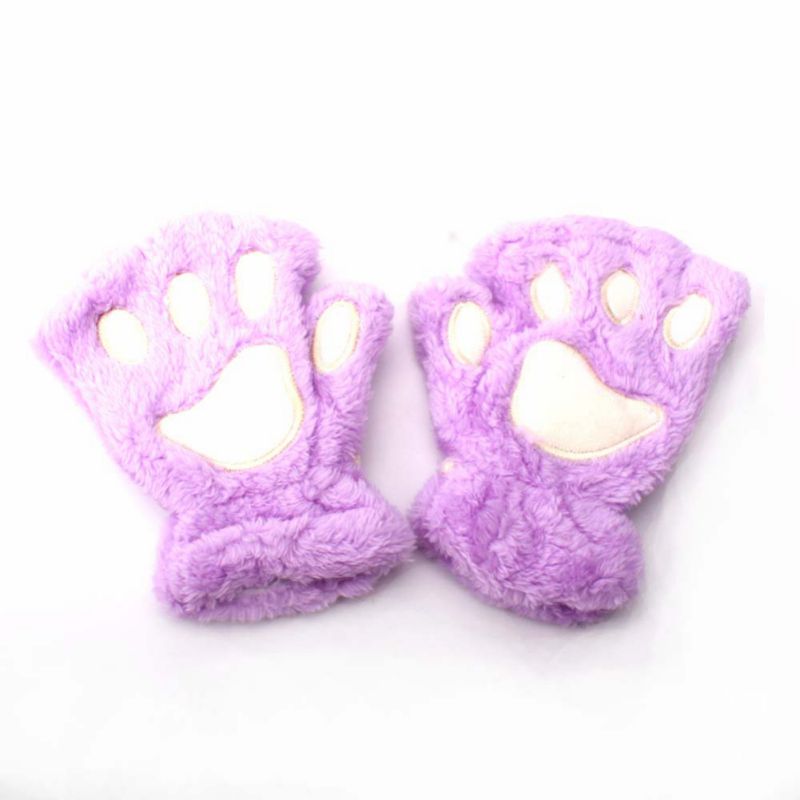 Baby Katze Klaue Handschuhe Winter Stricken Flauschigen Jungen Mädchen Halbe Finger Handschuhe Samt Dicke Kinder kinder Halten Finger Warme 1-7 Y Neue