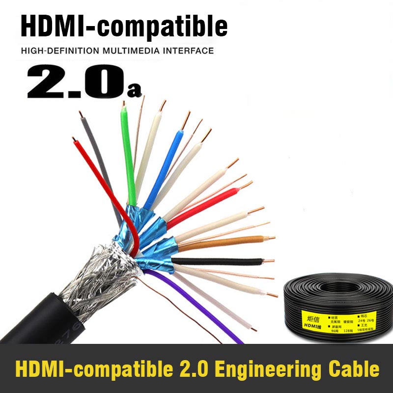 HDMI-kompatibel Kabel Ausführung 2,0 4K HDMI Kabel 24AWG 26 28AWG Draht Eingebettet Verdrahtung DIY Schweißen 19Stift Reine kupfer Draht