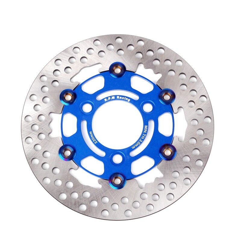 Disco flotante Universal de aleación de aluminio RPM de 3 agujeros para motocicleta, pastilla de freno de disco de 220mm con distancia de agujero de 70mm: Blue