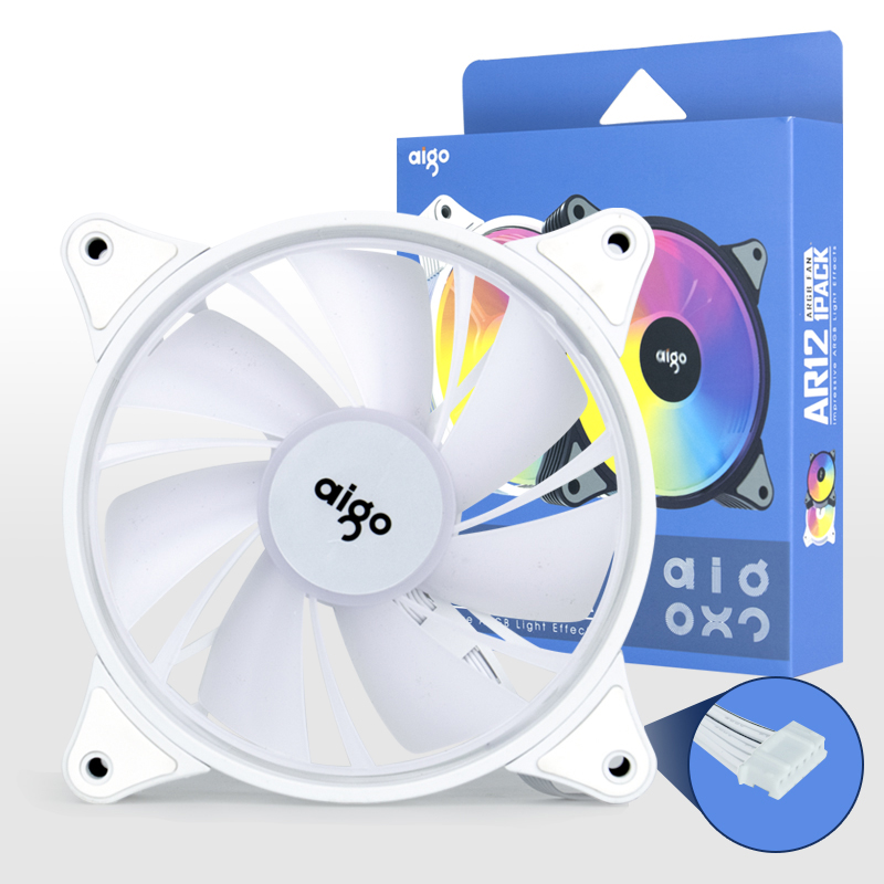 Aigo AR12 Wit 120mm PC Computerkast Fan Cooling Cooler 6PIN Verstelbare RGB Led 12cm Mute Ventilador Snelheid aanpassen 5V ARGB Fans