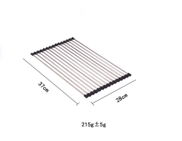 Kitchen Sink Rack Dish Drying Rack Foldable Roll-up Sink Draining Rack Stainless Steel Household Magic Rolling Sink Stand Black: 15 Tubes Small