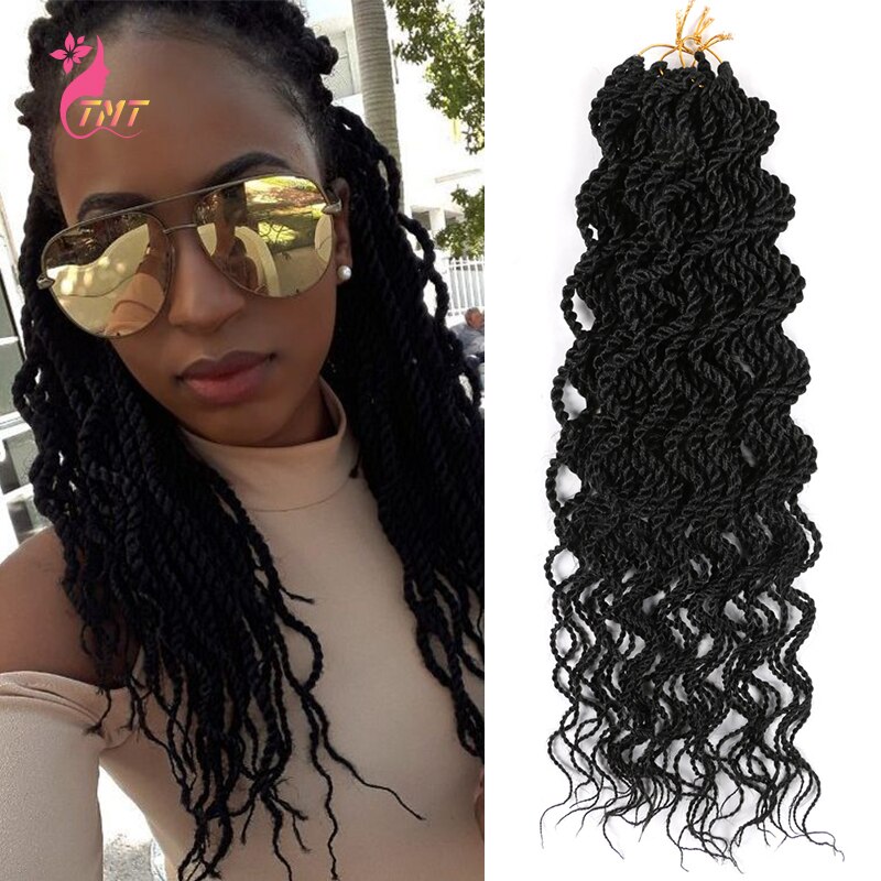 18 "pelo trenzado rizado senegalés Twist trenzas cabello ombré ondulado senegalés Twist pelo sintético del pelo de extensión de trenza de cabello 15 raíces