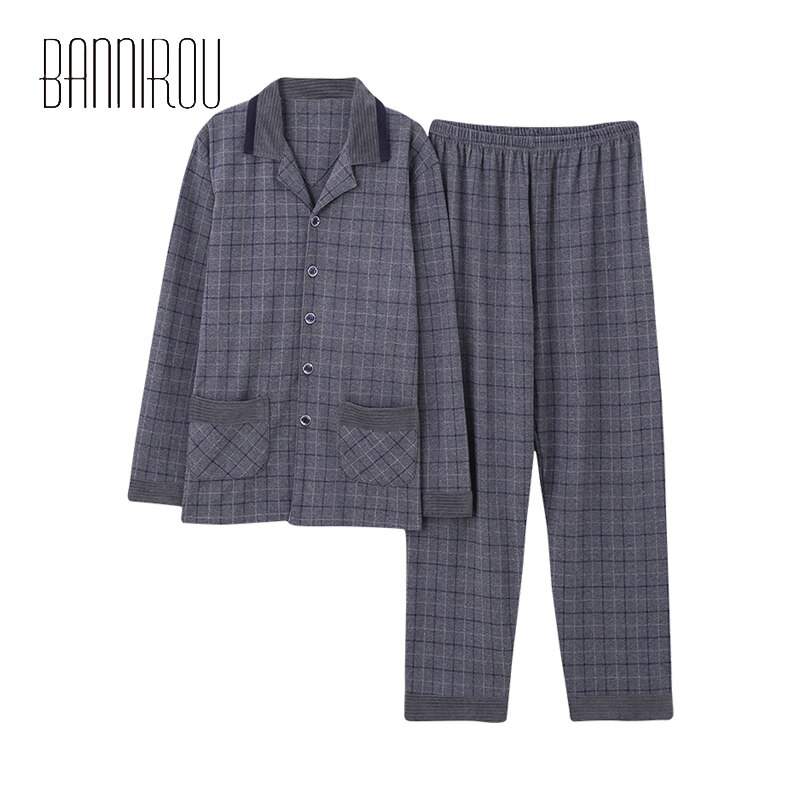 Bannirou 2 Stuks Winter Pijama Hombre Set Nachtkleding Voor Man 100% Katoen Pyjama Past Mannen Thuis Kleding l-XXXL: XL