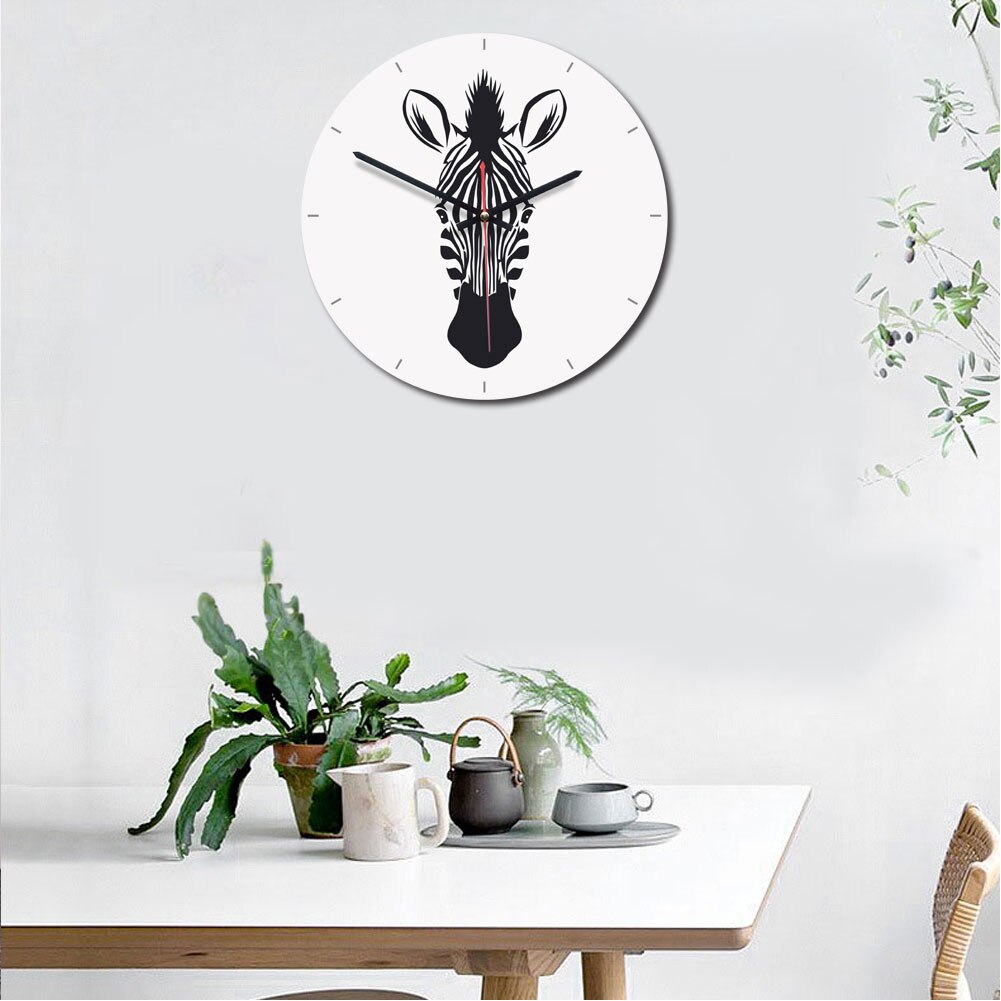 Cartoon Wall Clock Watch Clock DIY Cute Zebra Acrylic Cartoion Wall Clock Mirror Sticker Home Decoration Living Bedroom