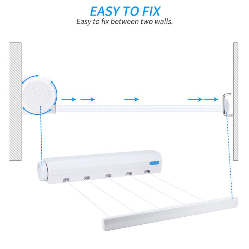 Indoor Outdoor Retractable Laundry Clothesline Wall Hanging Stretch Washing Clothes Line Automatic Shrinking Balcony Hanger Line