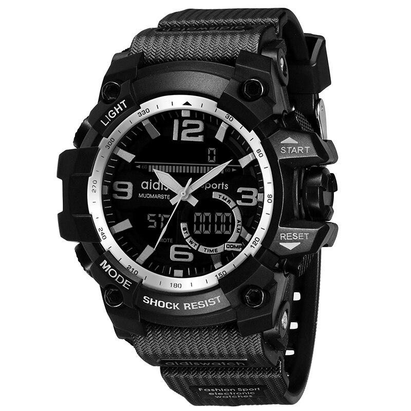 Addies herenhorloges g-stijl heren sporthorloge lichtgevende horloges heren sporthorloge heren waterdicht 30 meter waterbestendig: Wit