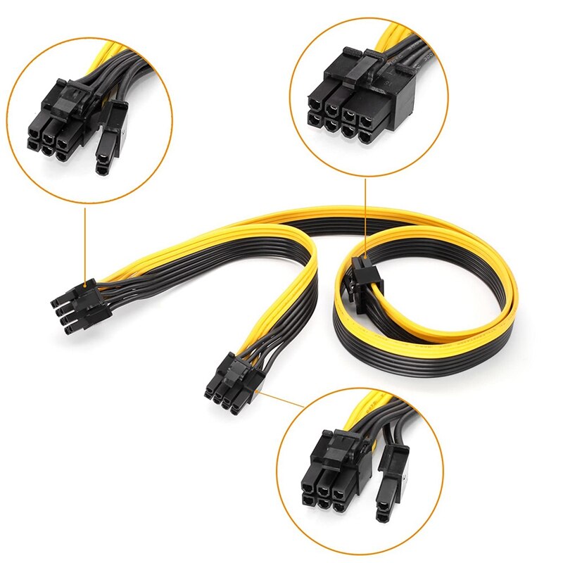 8 Pin Man Dual 8 Pin (6 + 2) man Pcie Kabel Graphics Videokaart Gpu Power Adapter Kabels Voor Modulaire Psu Voeding