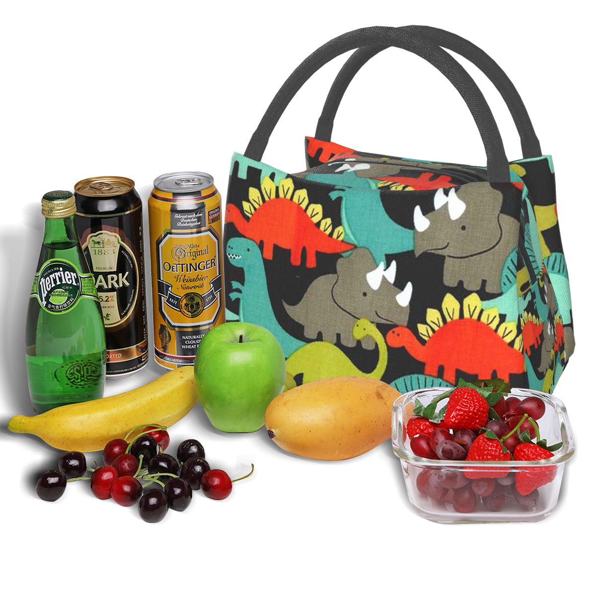 Cartoon Dinosaurus Patroon Cooler Lunchbox Draagbare Geïsoleerde Canvas Lunch Tas Thermische Voedsel Picknick Lunch Tassen Voor Vrouwen Kids